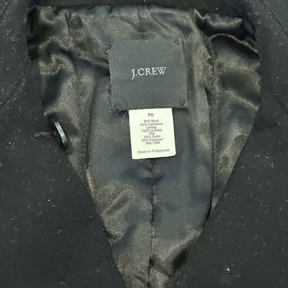 J. Crew Wool Black Double Breasted Pea Coat Size Petite 0 - Picture 3 of 7